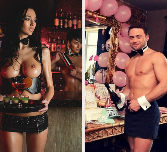 topless waitress bediening en naked butler
